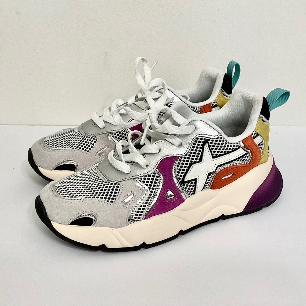 New W6YZ Sarah Mesh and Suede Women"s Lace-Up Sneakers Fits Size 7